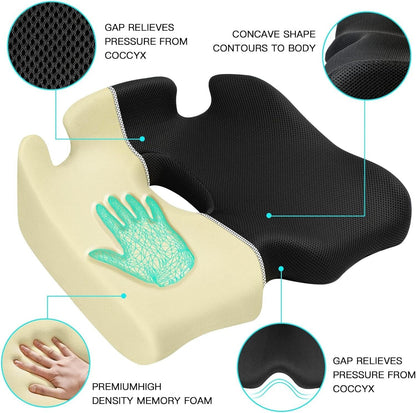 X Large Memory Seat Cushion for Office Chair Pressure Relief Sciatica & Tailbone