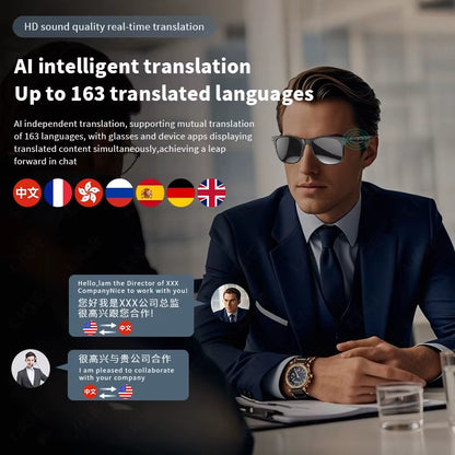 AI Intelnt Translation Glasses 163 Online Language AI Automatic Dialogue Translation Bluetooth Translation Glasses Men Women